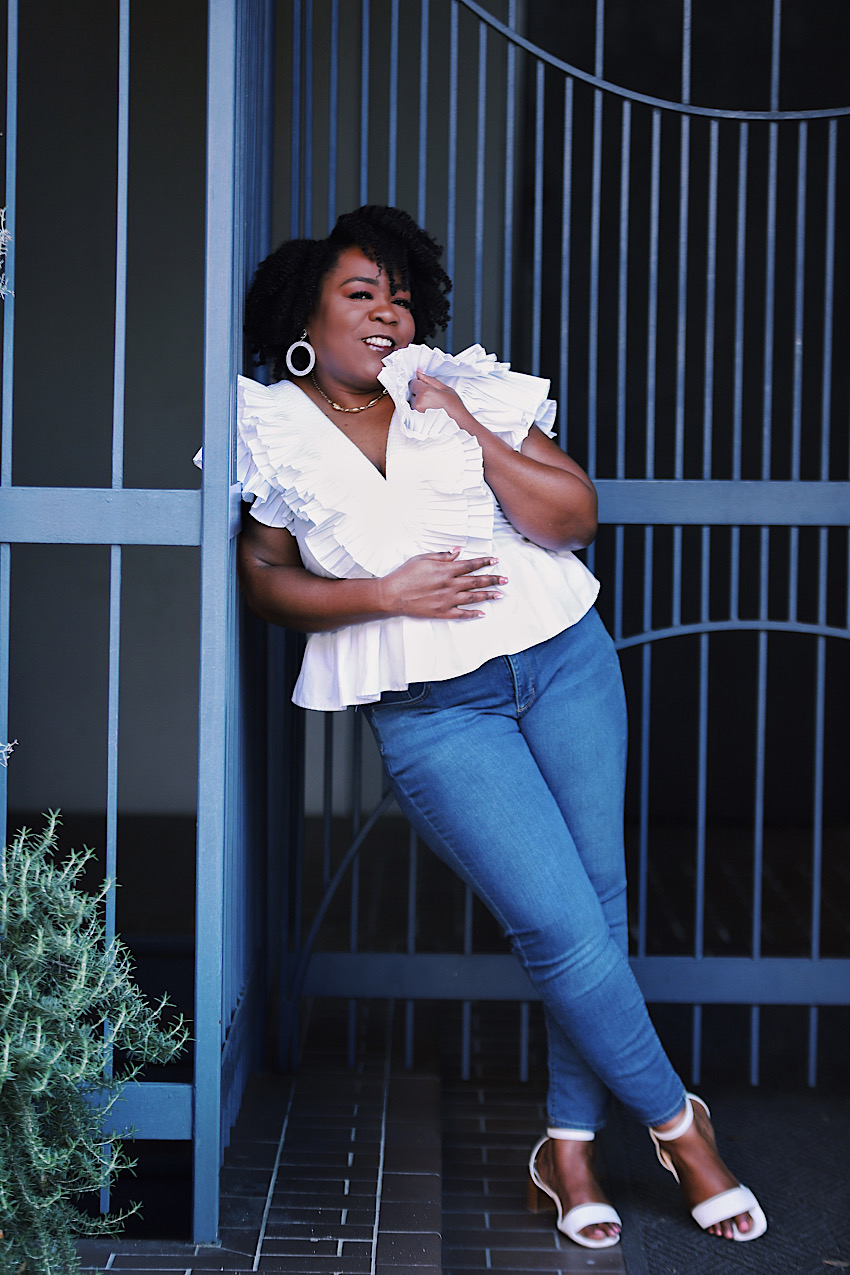 Zara Plus Size Outfits | Just a Pleated White Top with Skinny Jeans